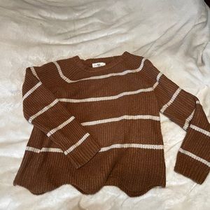 Pinque Striped Sweater with scalloped hem